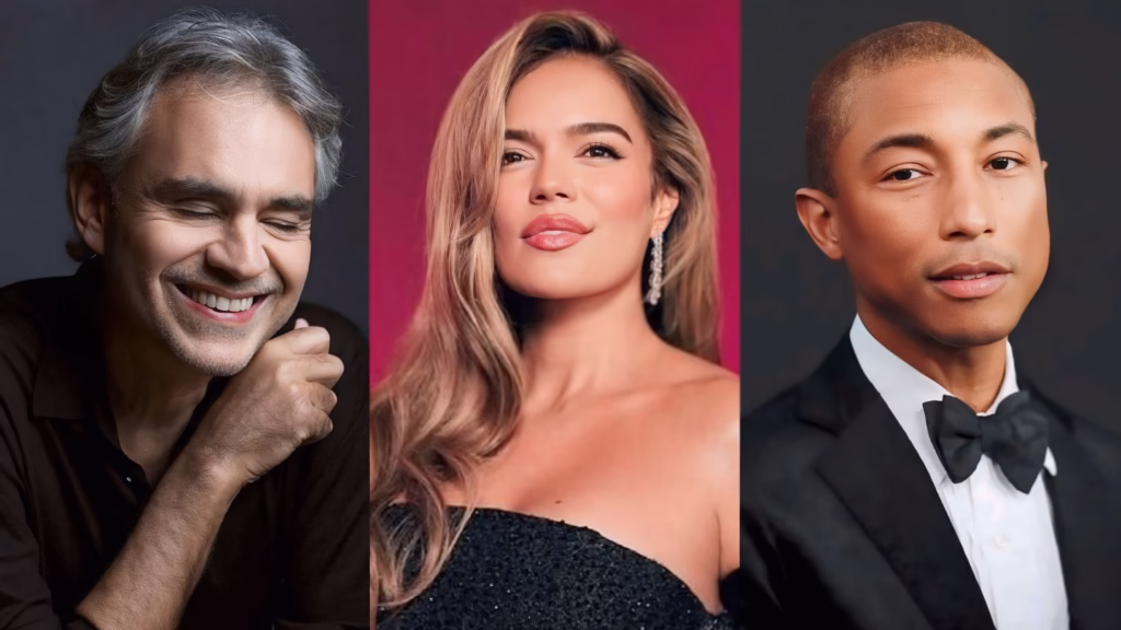 La colombiana Karol G, compartirá junto a cantantes de la talla de Pharell Williams y el gran ídolo italiano Andrea Bocelli.