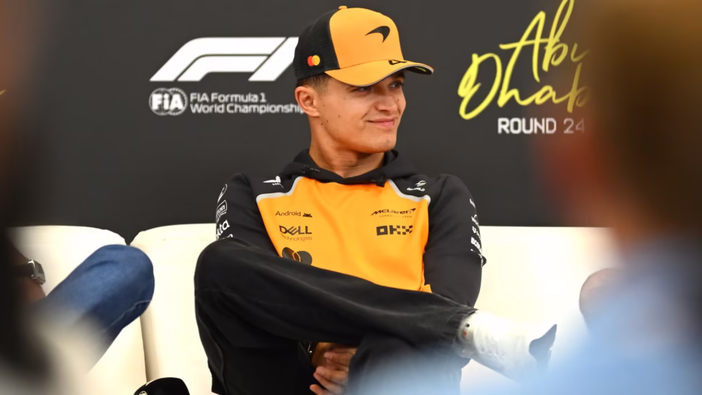 Lando Norris se dirige a los medios en Abu Dhabi | Foto: Cortesía f1.com